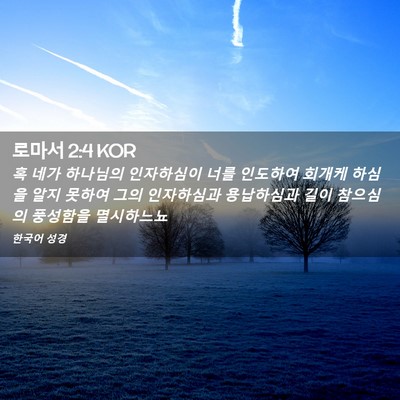 Picture 02 - 로마서 2:4 KOR - 혹 네가 하나님의 인자하심이 너를 - Bible Verse Picture