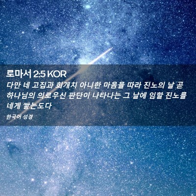 Picture 02 - 로마서 2:5 KOR - 다만 네 고집과 회개치 아니한 - Bible Verse Picture