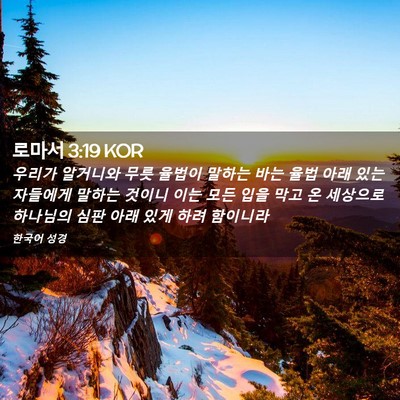 Picture 02 - 로마서 3:19 KOR - 우리가 알거니와 무릇 율법이 말하는 - Bible Verse Picture