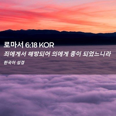 Picture 02 - 로마서 6:18 KOR - 죄에게서 해방되어 의에게 종이 - Bible Verse Picture