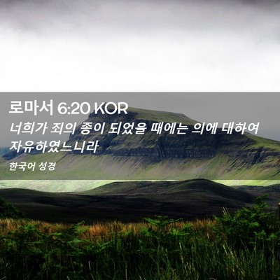 Picture 02 - 로마서 6:20 KOR - 너희가 죄의 종이 되었을 때에는 - Bible Verse Picture