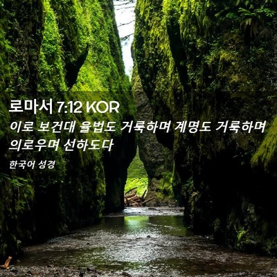 Picture 02 - 로마서 7:12 KOR - 이로 보건대 율법도 거룩하며 계명도 - Bible Verse Picture