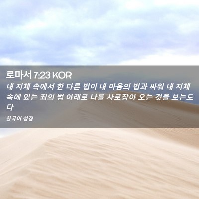 Picture 02 - 로마서 7:23 KOR - 내 지체 속에서 한 다른 법이 내 - Bible Verse Picture