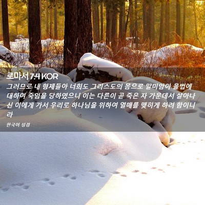 Picture 02 - 로마서 7:4 KOR - 그러므로 내 형제들아 너희도 - Bible Verse Picture