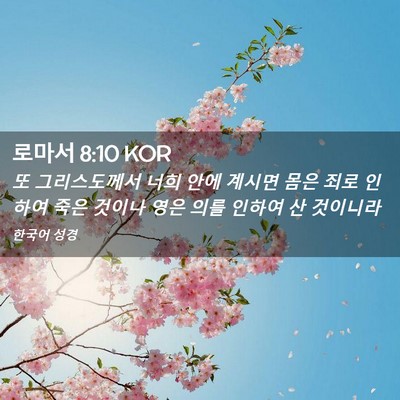 Picture 02 - 로마서 8:10 KOR - 또 그리스도께서 너희 안에 계시면 - Bible Verse Picture