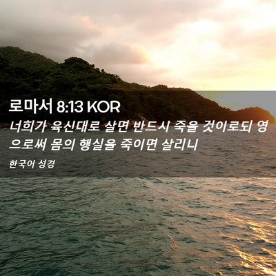 Picture 02 - 로마서 8:13 KOR - 너희가 육신대로 살면 반드시 죽을 - Bible Verse Picture
