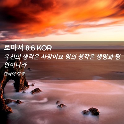 Picture 02 - 로마서 8:6 KOR - 육신의 생각은 사망이요 영의 생각은 - Bible Verse Picture