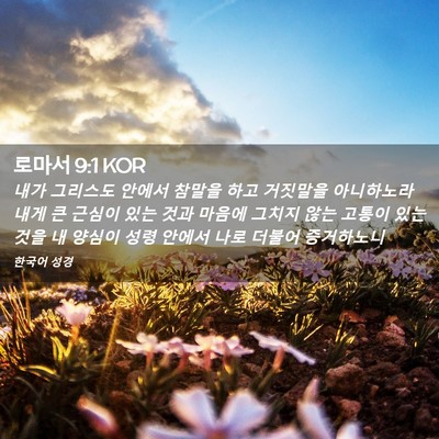 Picture 02 - 로마서 9:1 KOR - 내가 그리스도 안에서 참말을 하고 - Bible Verse Picture