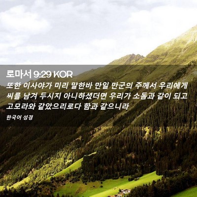 Picture 02 - 로마서 9:29 KOR - 또한 이사야가 미리 말한바 만일 - Bible Verse Picture