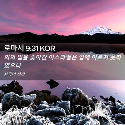 Picture 02 - 로마서 9:31 KOR - 의의 법을 좇아간 이스라엘은 법에 - Bible Verse Picture