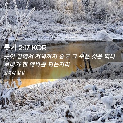 Picture 02 - 룻기 2:17 KOR - 룻이 밭에서 저녁까지 줍고 그 주운 - Bible Verse Picture