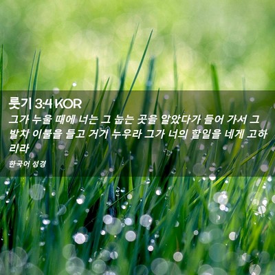 Picture 02 - 룻기 3:4 KOR - 그가 누울 때에 너는 그 눕는 곳을 - Bible Verse Picture