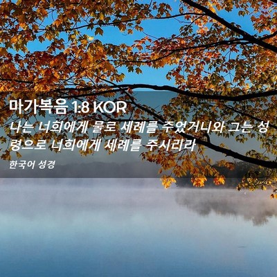 Picture 02 - 마가복음 1:8 KOR - 나는 너희에게 물로 세례를 - Bible Verse Picture
