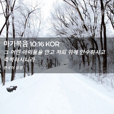Picture 02 - 마가복음 10:16 KOR - 그 어린 아이들을 안고 저희 위에 - Bible Verse Picture