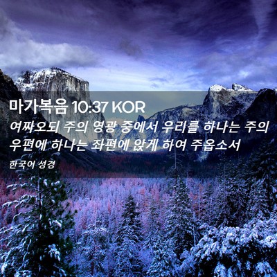 Picture 02 - 마가복음 10:37 KOR - 여짜오되 주의 영광 중에서 우리를 - Bible Verse Picture