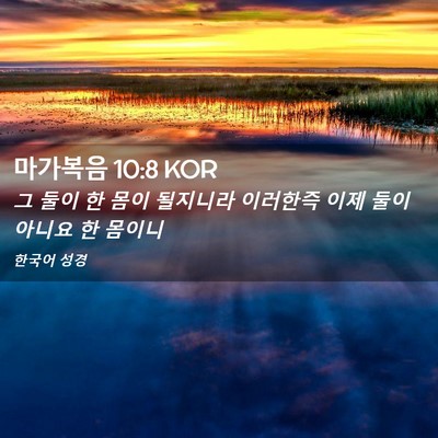 Picture 02 - 마가복음 10:8 KOR - 그 둘이 한 몸이 될지니라 이러한즉 - Bible Verse Picture