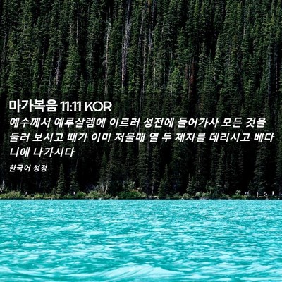 Picture 02 - 마가복음 11:11 KOR - 예수께서 예루살렘에 이르러 성전에 - Bible Verse Picture
