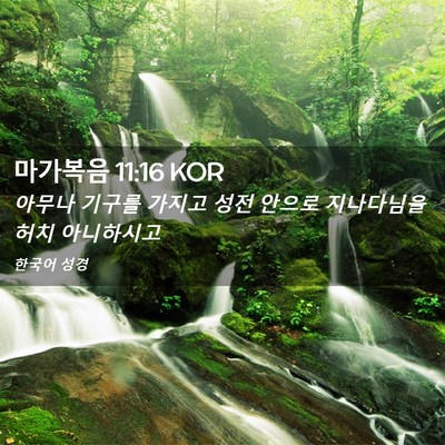 Picture 02 - 마가복음 11:16 KOR - 아무나 기구를 가지고 성전 안으로 - Bible Verse Picture
