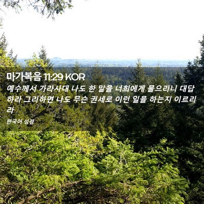 Picture 02 - 마가복음 11:29 KOR - 예수께서 가라사대 나도 한 말을 - Bible Verse Picture