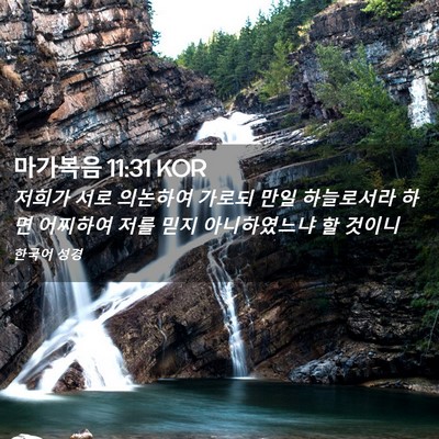 Picture 02 - 마가복음 11:31 KOR - 저희가 서로 의논하여 가로되 만일 - Bible Verse Picture