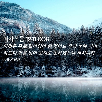 Picture 02 - 마가복음 12:11 KOR - 이것은 주로 말미암아 된 것이요 - Bible Verse Picture
