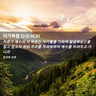 Picture 02 - 마가복음 12:12 KOR - 저희가 예수의 이 비유는 자기들을 - Bible Verse Picture