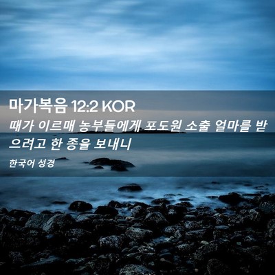 Picture 02 - 마가복음 12:2 KOR - 때가 이르매 농부들에게 포도원 소출 - Bible Verse Picture