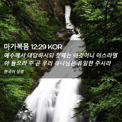 Picture 02 - 마가복음 12:29 KOR - 예수께서 대답하시되 첫째는 - Bible Verse Picture