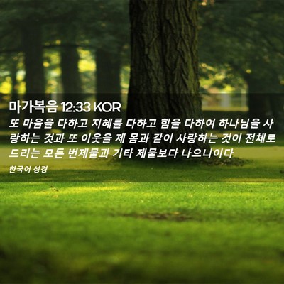 Picture 02 - 마가복음 12:33 KOR - 또 마음을 다하고 지혜를 다하고 - Bible Verse Picture