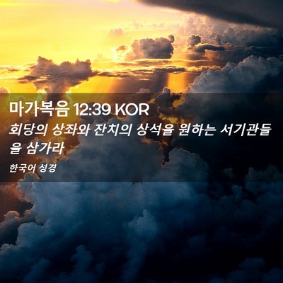 Picture 02 - 마가복음 12:39 KOR - 회당의 상좌와 잔치의 상석을 원하는 - Bible Verse Picture