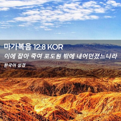 Picture 02 - 마가복음 12:8 KOR - 이에 잡아 죽여 포도원 밖에 - Bible Verse Picture