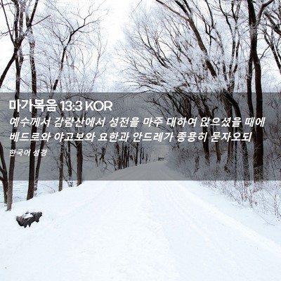 Picture 02 - 마가복음 13:3 KOR - 예수께서 감람산에서 성전을 마주 - Bible Verse Picture