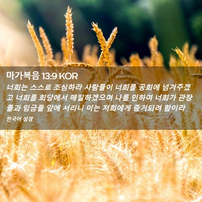 Picture 02 - 마가복음 13:9 KOR - 너희는 스스로 조심하라 사람들이 - Bible Verse Picture