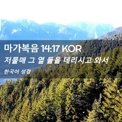 Picture 02 - 마가복음 14:17 KOR - 저물매 그 열 둘을 데리시고 - Bible Verse Picture
