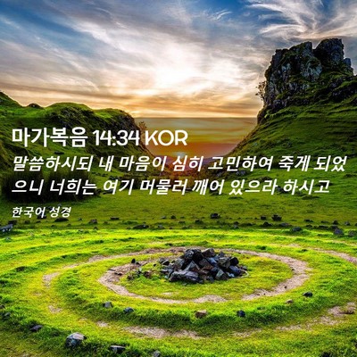 Picture 02 - 마가복음 14:34 KOR - 말씀하시되 내 마음이 심히 고민하여 - Bible Verse Picture