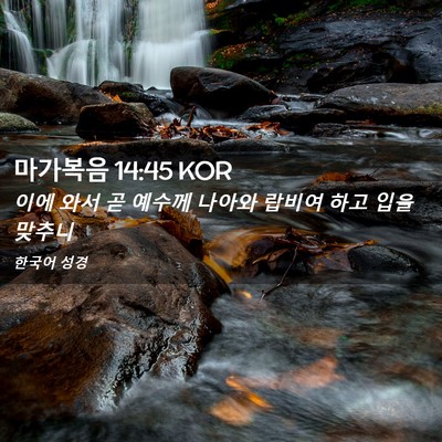 Picture 02 - 마가복음 14:45 KOR - 이에 와서 곧 예수께 나아와 랍비여 - Bible Verse Picture