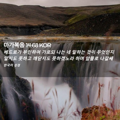 Picture 02 - 마가복음 14:68 KOR - 베드로가 부인하여 가로되 나는 네 - Bible Verse Picture
