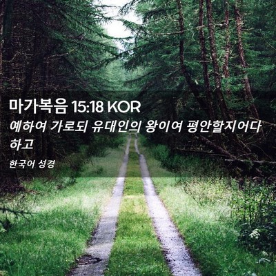 Picture 02 - 마가복음 15:18 KOR - 예하여 가로되 유대인의 왕이여 - Bible Verse Picture