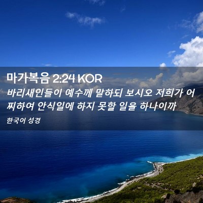 Picture 02 - 마가복음 2:24 KOR - 바리새인들이 예수께 말하되 보시오 - Bible Verse Picture