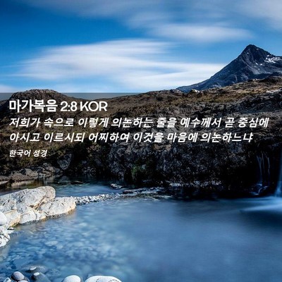Picture 02 - 마가복음 2:8 KOR - 저희가 속으로 이렇게 의논하는 줄을 - Bible Verse Picture