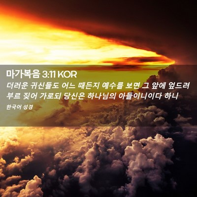 Picture 02 - 마가복음 3:11 KOR - 더러운 귀신들도 어느 때든지 예수를 - Bible Verse Picture