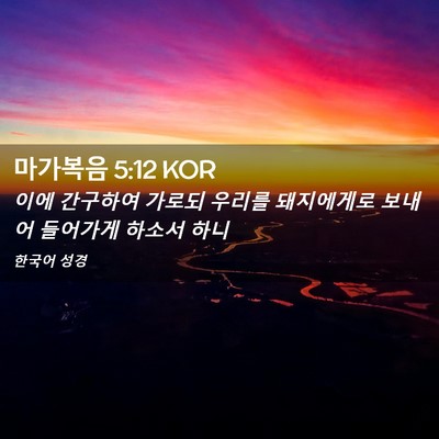 Picture 02 - 마가복음 5:12 KOR - 이에 간구하여 가로되 우리를 - Bible Verse Picture