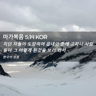 Picture 02 - 마가복음 5:14 KOR - 치던 자들이 도망하여 읍내와 촌에 - Bible Verse Picture