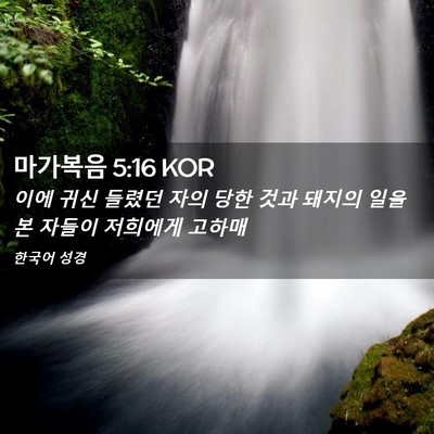 Picture 02 - 마가복음 5:16 KOR - 이에 귀신 들렸던 자의 당한 것과 - Bible Verse Picture