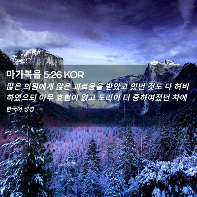 Picture 02 - 마가복음 5:26 KOR - 많은 의원에게 많은 괴로움을 받았고 - Bible Verse Picture