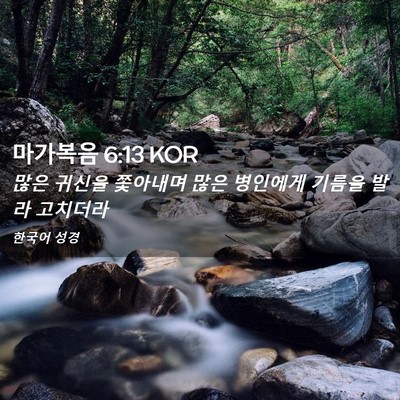Picture 02 - 마가복음 6:13 KOR - 많은 귀신을 쫓아내며 많은 병인에게 - Bible Verse Picture