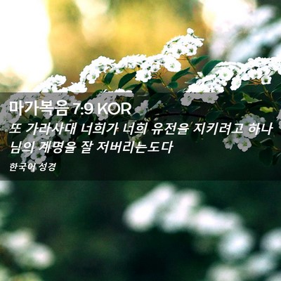 Picture 02 - 마가복음 7:9 KOR - 또 가라사대 너희가 너희 유전을 - Bible Verse Picture
