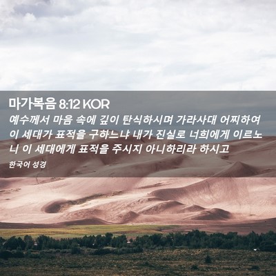 Picture 02 - 마가복음 8:12 KOR - 예수께서 마음 속에 깊이 탄식하시며 - Bible Verse Picture