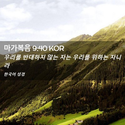 Picture 02 - 마가복음 9:40 KOR - 우리를 반대하지 않는 자는 우리를 - Bible Verse Picture