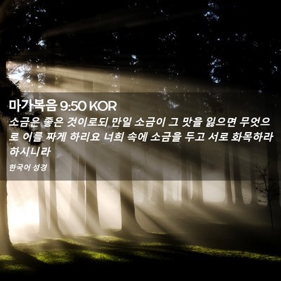 Picture 02 - 마가복음 9:50 KOR - 소금은 좋은 것이로되 만일 소금이 - Bible Verse Picture